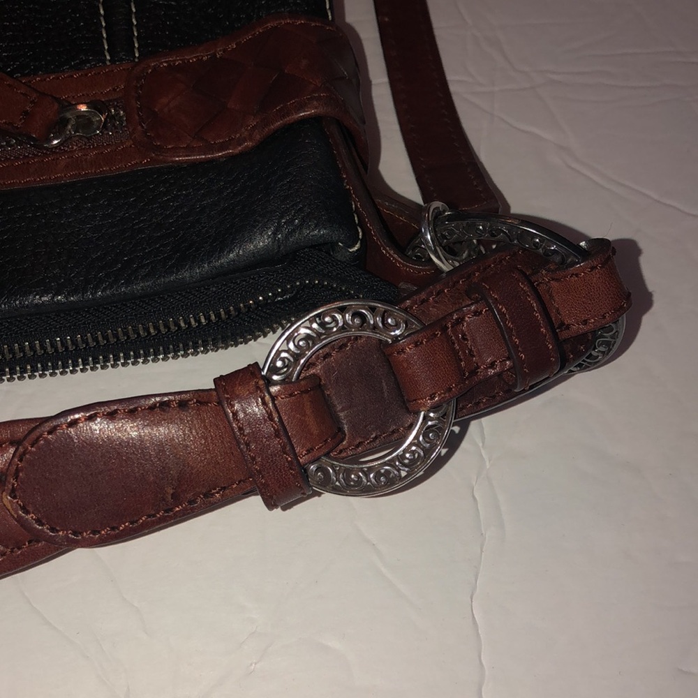Brighton D549273 Black/Brown Genuine Leather Woven Strap Shoulder/Crossbody Bag - Picture 7 of 10